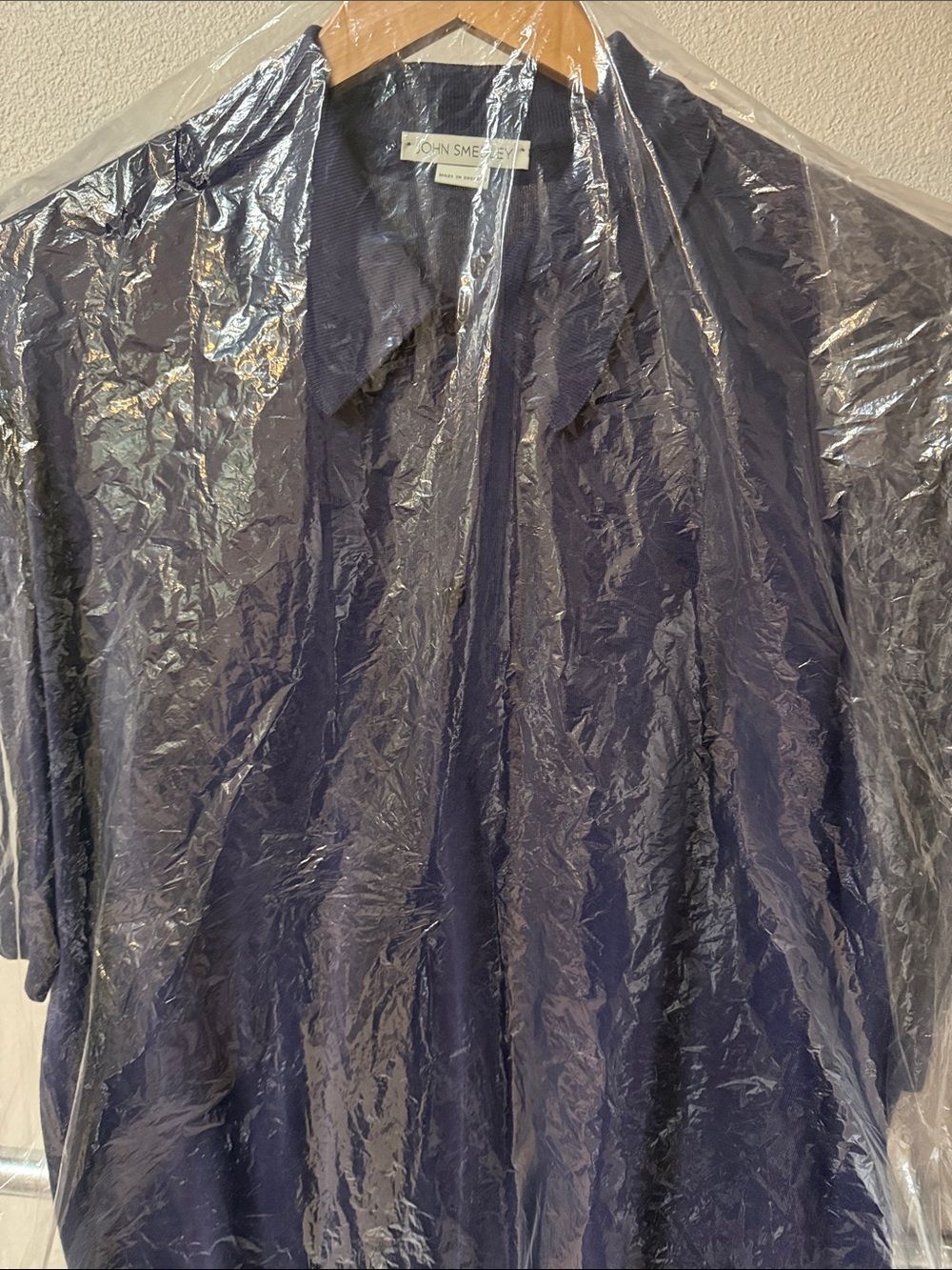 John Smedley Deep Plum Short-Sleeve Cotton Sweater - Picture 5 of 5